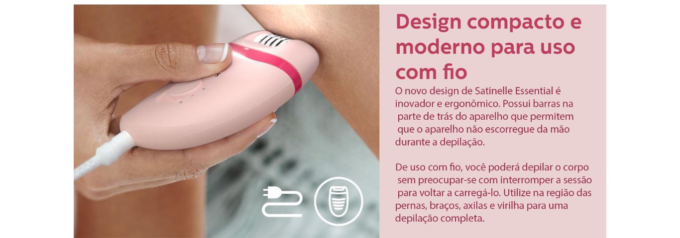 Depilador Elétrico Philips Satinelle Essential com 7 acessórios Rosa - BRE285/00